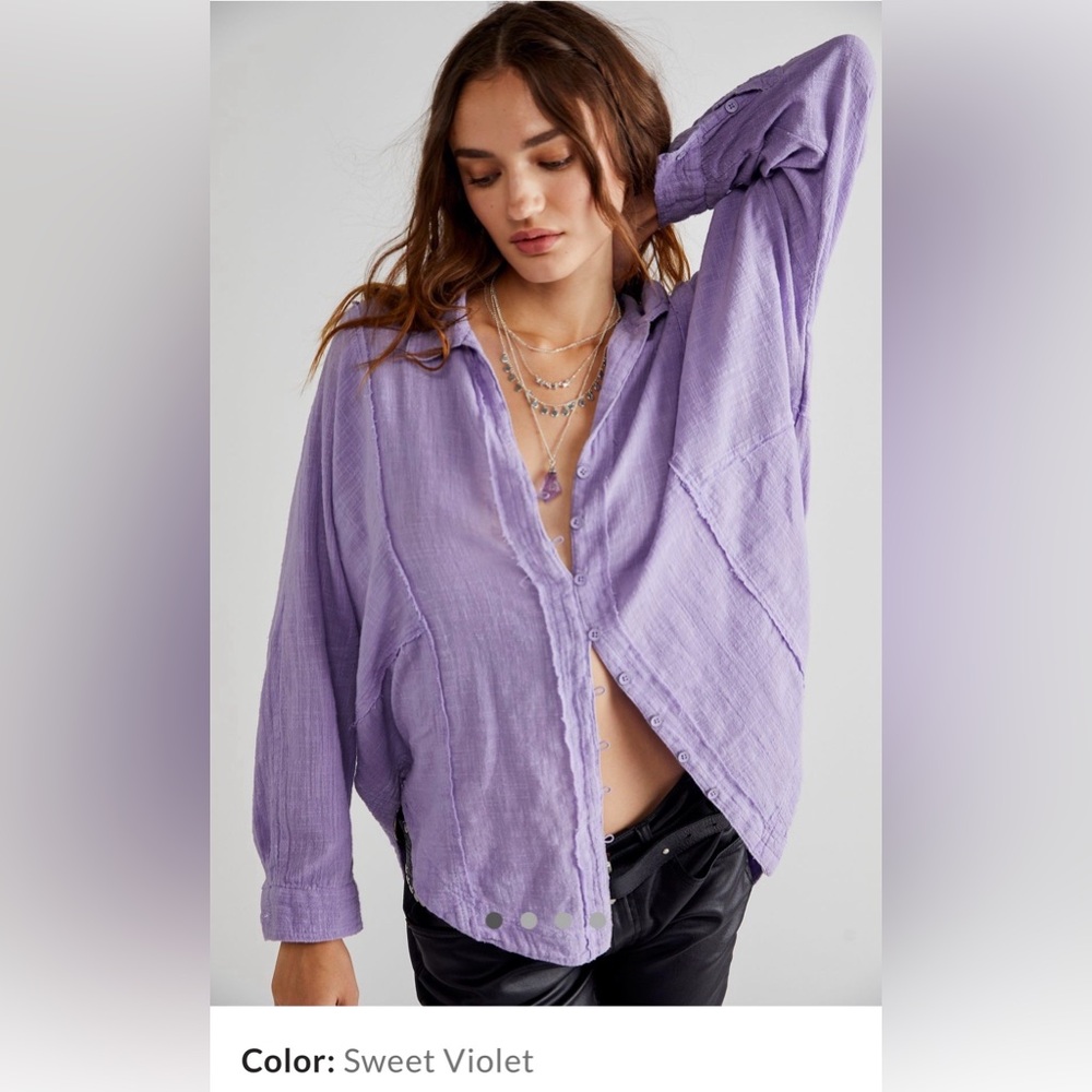 We the Free People One and Only Buttondown Shirt in sweet violent